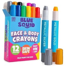 Face Paint Crayons - 12 Vibrant Colors Twistable  Washable 12 Body Crayons