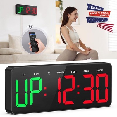 12'' Gym LED Timer Clock For Workout Sports Countdown/Up w/ Remote Kitchen Timer