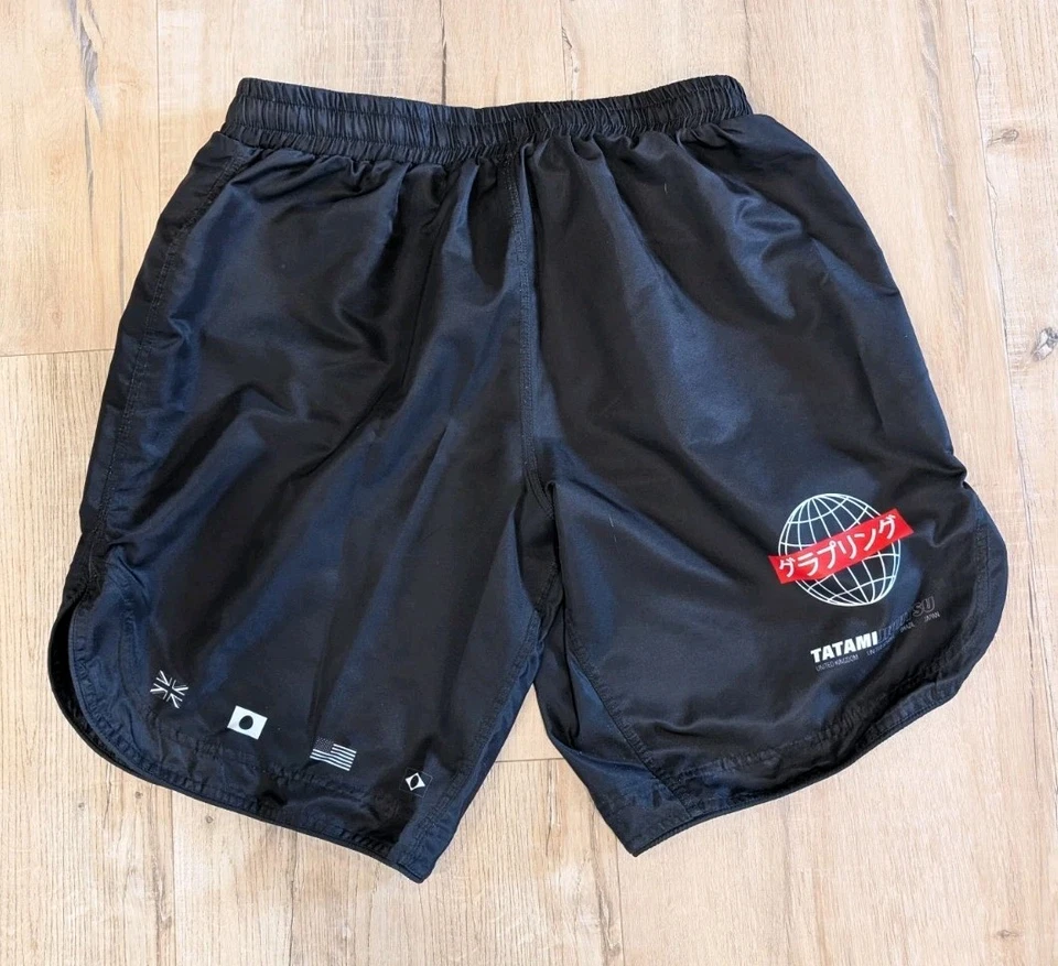 Pantalones Cortos de Entrenamiento Tatami Fightwear Jiu Jitsu MMA Negro Logo Para Hombres Talla XL Foto 2 de 4