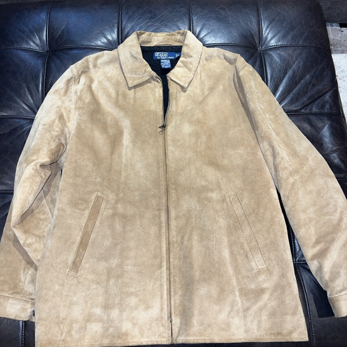 Vtg POLO RALPH LAUREN Men's Sz M Brown Suede Zip Leather Jacket