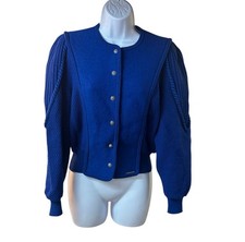 Geiger Austria Boiled Wool Jacket 42 Blue Cardigan Tyrolean Alpine