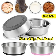 Thick Stainless Steel Dog Bowl Cat  Bowls Non-slip Silicone Bases Feeding Bowls