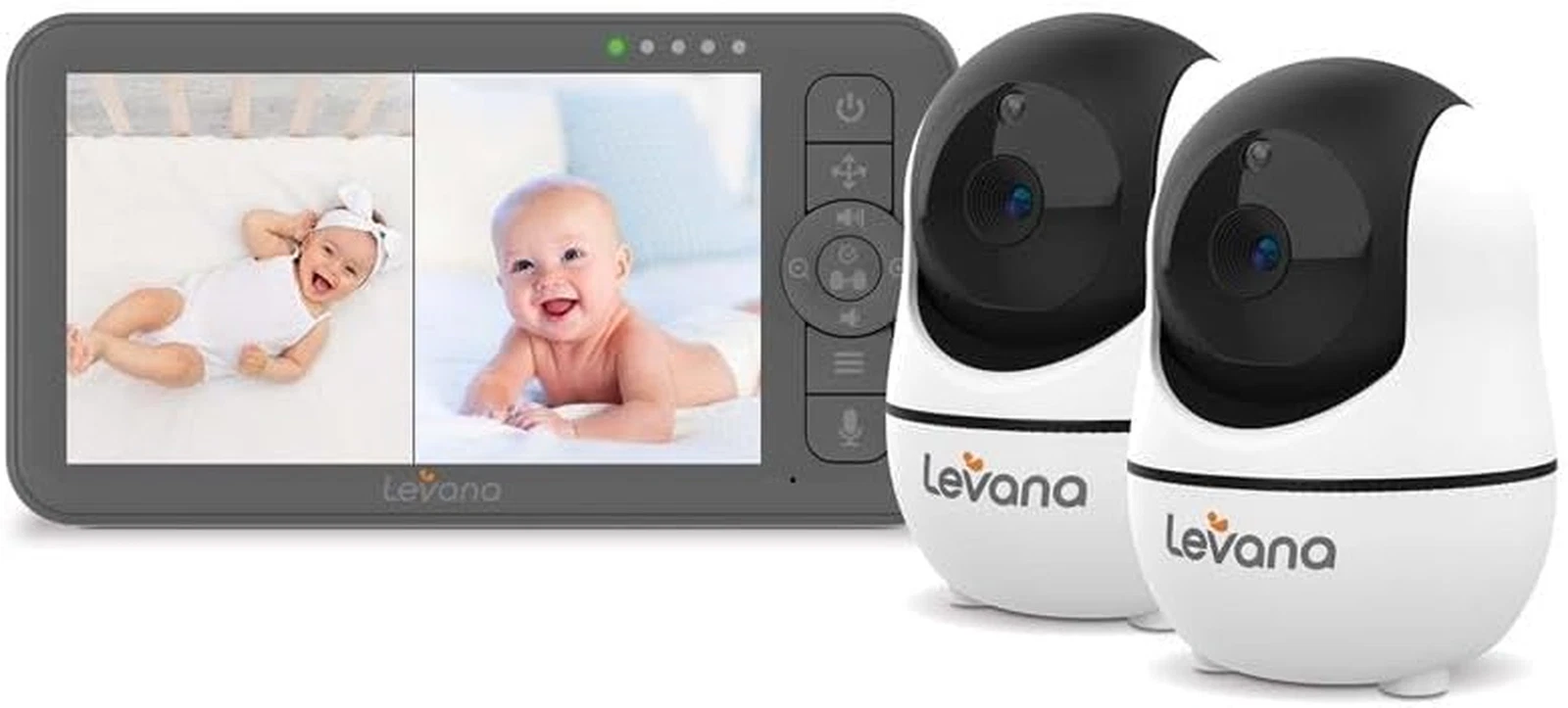 Nala Video Baby Monitor, 5.5" 1080P Screen, 2 Night Vision PTZ Cameras, 22 Hour
