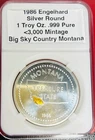 1986 Engelhard Big Sky Montana 1 TOz 999 Silver Round Treasure State Gold Nugget