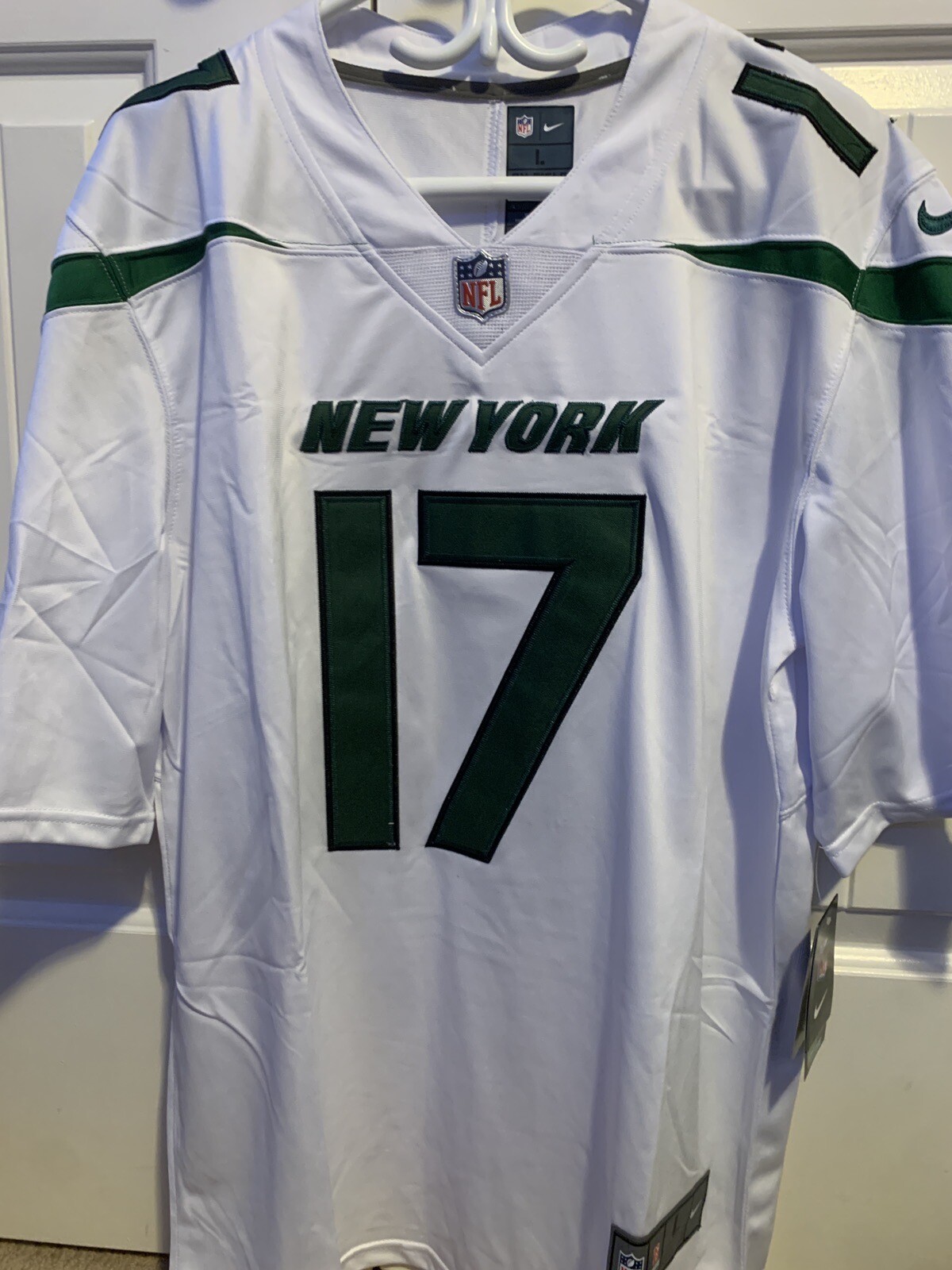 New York Jets Garrett Wilson Mens Large White Nike NFL Football Replica