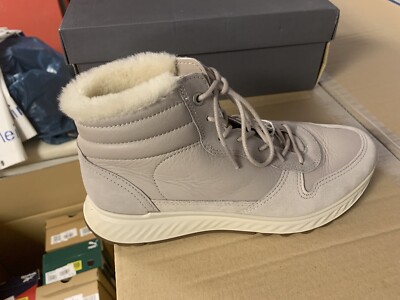 ECCO Women ST. 1 W Leder Stiefel gefüttert Gr:38 Grau streetstyle sneaker NEU