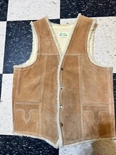 Genuine Leather Vintage Suede Sherpa Men's Western Vest Size 38