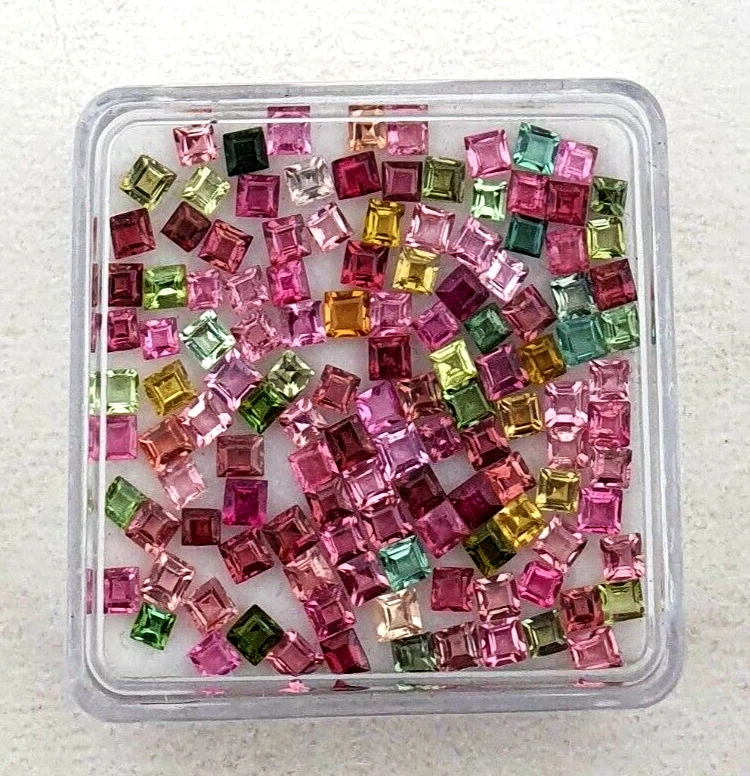 Natural Multi Tourmaline Square Cut Loose Gemstone Lot 50 Pcs 2.50 MM - Image 4 of 4