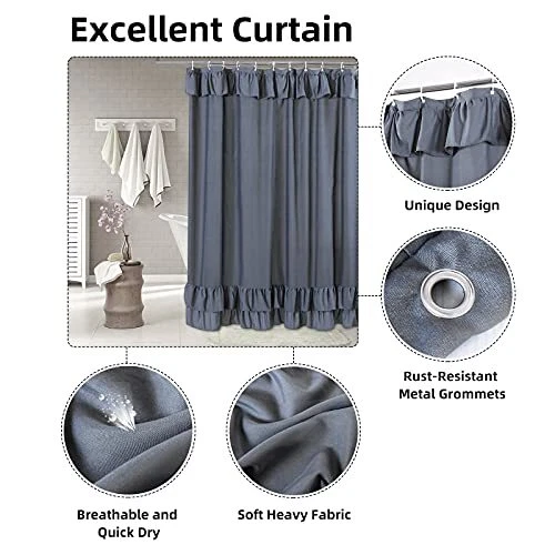 Grey Ruffle Shower Curtain