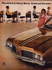 1969 Olds Cutlass S 2-page Print Ad Wall Art Secretaries Typewriters