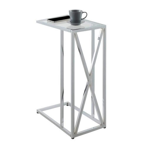 Convenience Concepts C End Table 24" H X 15.75" W, Rectangle Chrome Glass Top - Picture 3 of 4