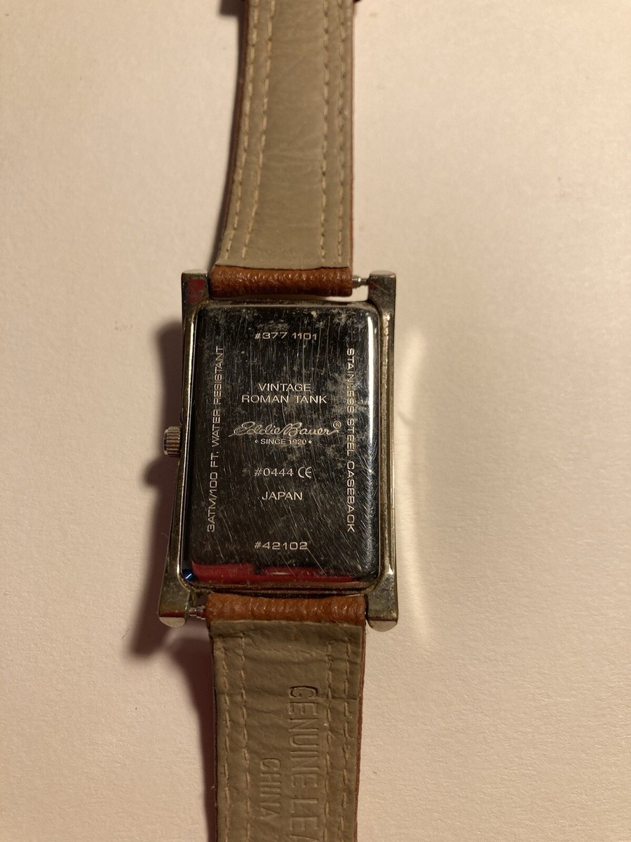 EDDIE BAUER VINTAGE ROMAN TANK WATCH WITH ORIGINAL BAND MADE EDDIE BAUER VINTAGE ROMAN TANK WATCH WITH ORIGINAL BAND MADE
