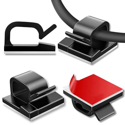 100 Pcs Adhesive Cable Clips – Strong Wire Holders For Home, Office & Car, Black Cable Organizers With 3M Adhesive Backing