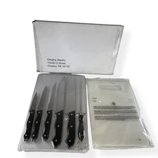 Omaha Steaks 8037 7PCS Cutlery Knife Set Stainless Steel Blade w/Cutting Board