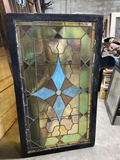 MAR 4–24 antique Stained Glass Transom Window 28.5 x 48.5￼