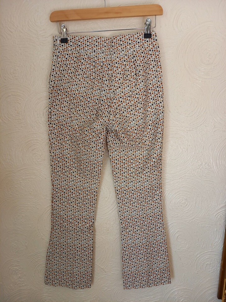 Vicolo Italian Made Circle Print Stretch Cotton Crop Capri Trousers S