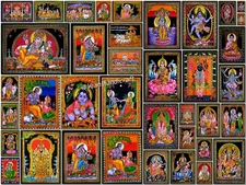 God Radha Krishna Sequin Tapestry Religious Poster Home Decorative Wall Hanging