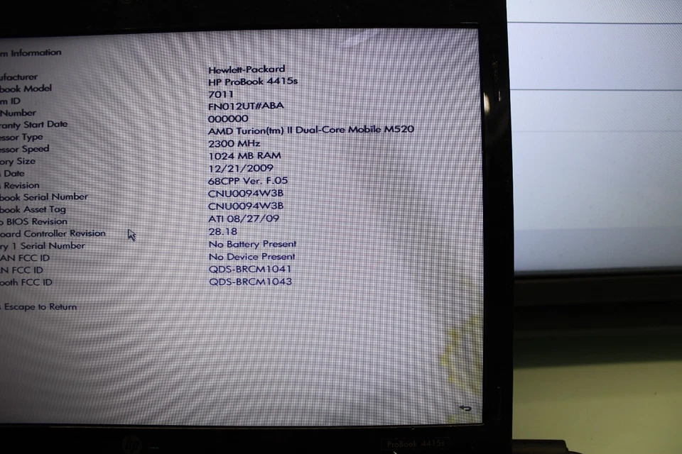 HP PROBOOK 4415S AMD TURION 2 DUAL CORE @2.3GHZ 1GB Ram PEÇAS OU REPAROS #110 - Imagem 3 de 4