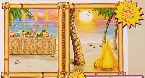 Póster de pared LUAU SUNSET Tiki decoración fiesta ventana crea una vista Foto 2 de 2