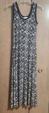 Calvin Klein Sleeveless Tank Geometric Print Side Slit Stretch Maxi Dress Sz 10