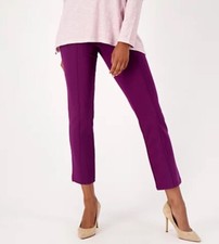 LOGO by Lori Goldstein Regular Ponte Knit Straight Leg Pants Purple Fig Small A5