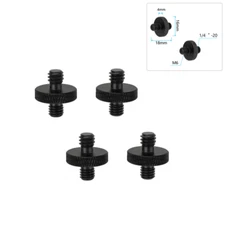 4Pcs CAMVATE Black Aluminum M6 Male to 1/4" Male Adapter Thread Screw Convertor