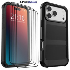 For iPhone 17/Pro Max/Air Case Heavy Duty Shockproof Rugged Cover/Tempered Glass