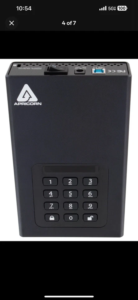 Unidad USB cifrada con candado Aegis DT Fips 256 bits 16 TB Foto 4 de 4