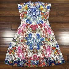 Johnny Was Women's Size Large Floral Shellinay Tiered Tea Length Dress