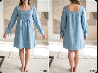 white christmas dresses Vintage Denim Button Up Smock Dress main image 1