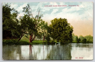 Rockford IL Lowlands Along Rock River Vintage Postcard c. 1910 Illinois