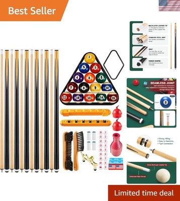 Holiday Gift: 55-Pack Pool Table Accessories Set with 16 Billiard Balls & Sticks