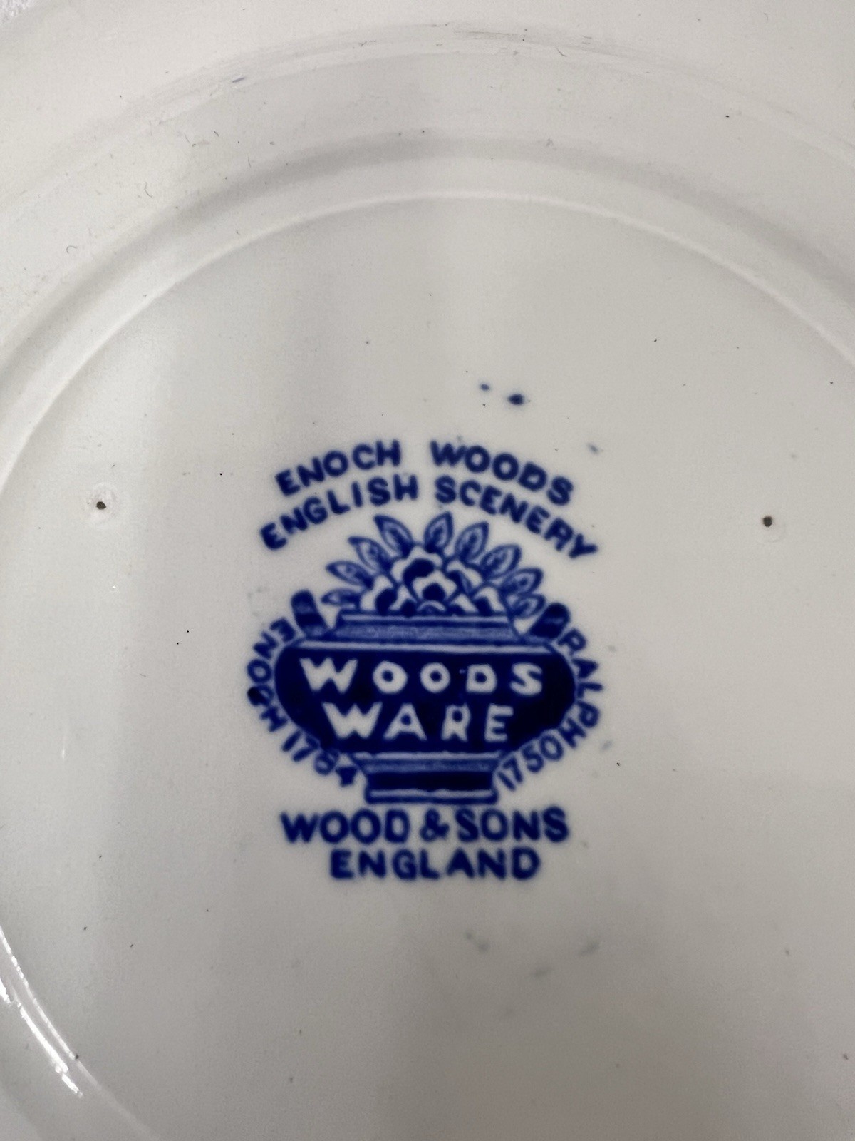 WOOD & SONS English Scenery Blue White Woods Ware England Pie Plate 6 3/4" #e