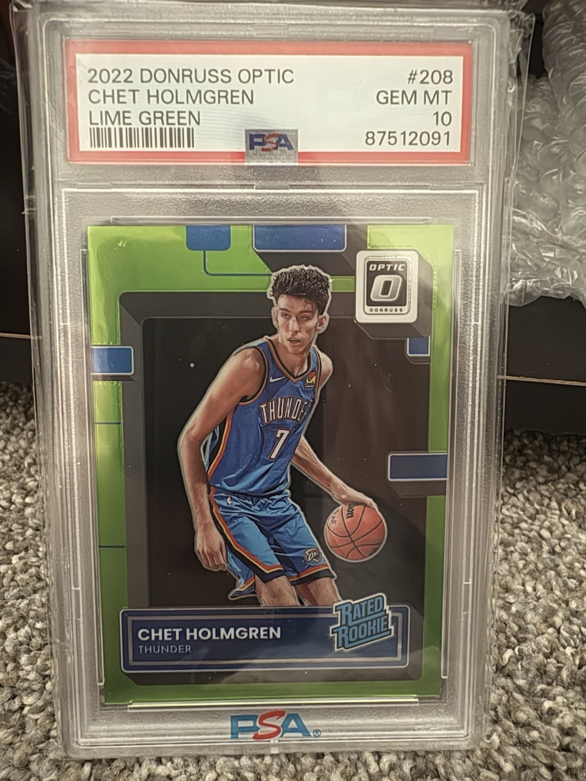 2022-23 Panini Donruss Optic Chet Holmgren #208 Lime Green Prizm 137/149 (RC)