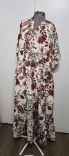 Women's Bloomchic V-Neck Red White Black Floral Print Maxi Dress Size US 28