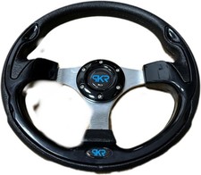 VOLANTE NERO LUCIDO SPORTIVO UNIVERSALE AUTO TUNING RALLY GARE RADUNI SPORT PRK