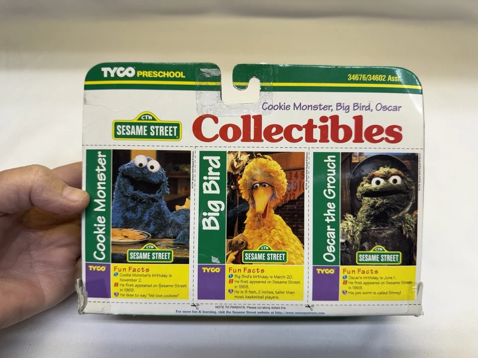 复古 未拆封 1997 年 Tyco 幼儿园 芝麻街 COOKIE BIG BIRD GROUCH 公仔 — 第 3/4 张图片