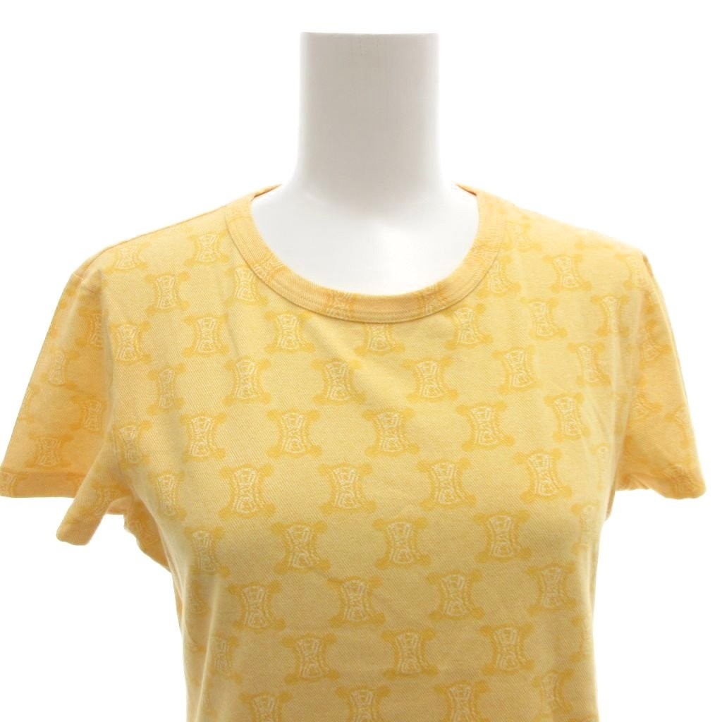 Celine Tshirt Allover Pattern Triomphe Yellow M U… - image 4