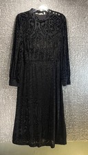 Soft Surroundings Hadley Velvet Black Abstract Dress Burnout Brocade 14 Lined
