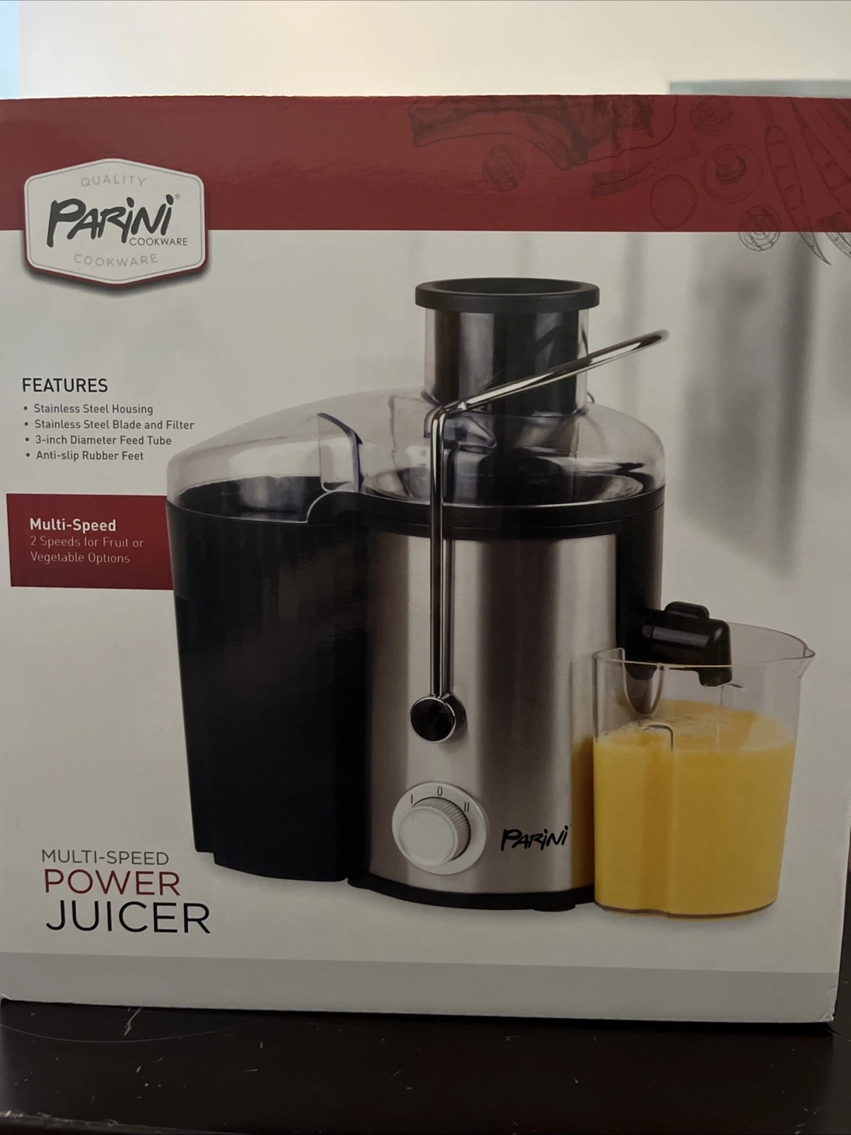 NEW Parini Cookware Multi- Speed Power Juicer Stainless Steel INV10016 Sealed