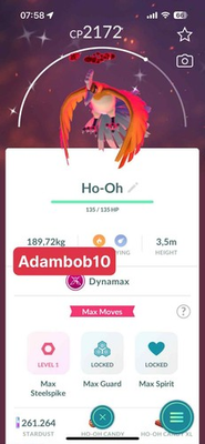 #ad Pokémon Go Shiny Dynamax Ho Oh PTC or Trade 20K Stardust Lucky Trinket $4.90