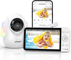 ieGeek 5.5" Baby Monitor,Audio Monitor with 2.5K Ultra HD 2.4G&5Ghz WiFi Camera