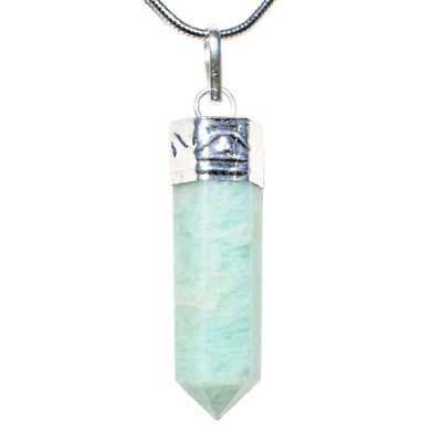 CHARGED Natural Himalayan Amazonite Point Pendant + 20''  Stainless Steel Chain