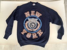 Vtg NY University Sweatshirt 20/20 Brand Embossed Letters Circle Made In USA