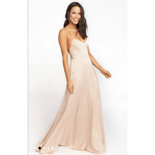 Show me your Mumu Godshaw Goddess Gown Size M in Champagne Luxe Satin NWOT