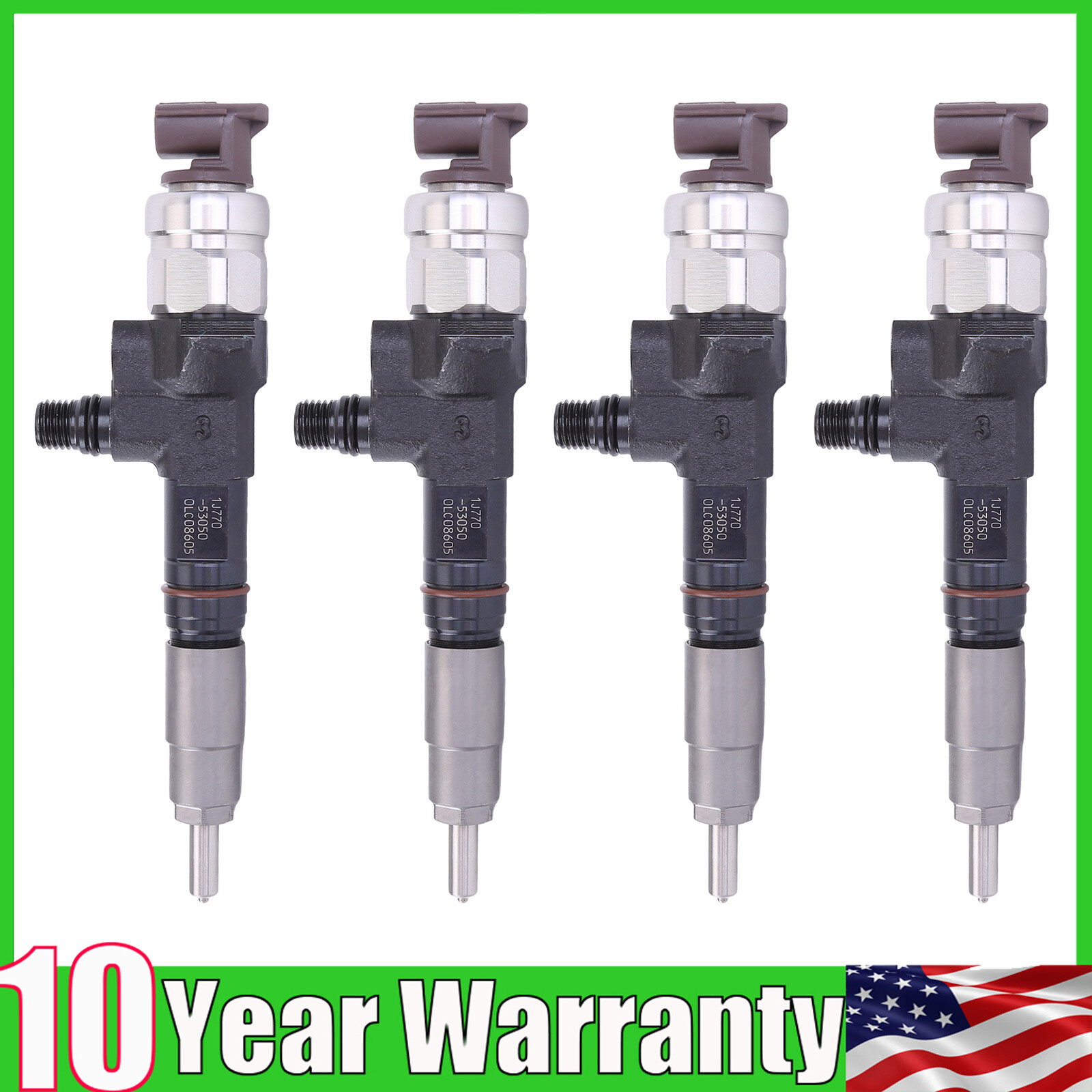 4PCS Fuel Injector Set For Kubota V3307 Tier 4 Engine 1J770-53050 1J770-53070