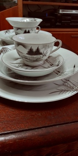 Set Of Vintage Lithophane Japanese Butani Dishes.Porcelain.Black & Silver painte - Picture 5 of 7