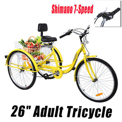 24/" Adult Tricycle 3-Wheel 7 Speed Bicycle Trike Bike Cruiser Backrest Ridgeyard