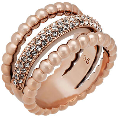 Swarovski Women's Ring Click Crystals and Bubble Triple Strand, Size 7 5143793