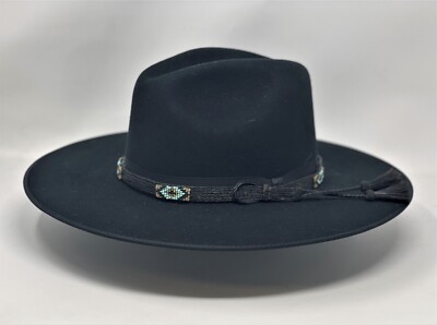 STETSON HELIX BLACK FLAT BRIM WESTERN 